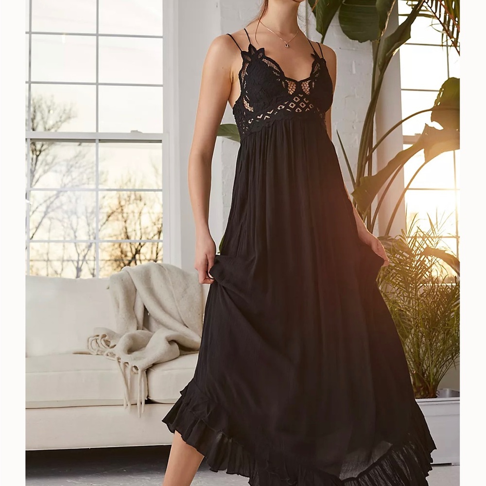 Free People One Adella Maxi Slip XS Black